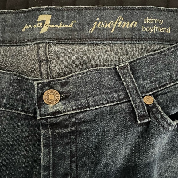 7 For All Mankind Josefina Skinny Boyfriend Jeans - Dark Blue - Picture 6 of 7